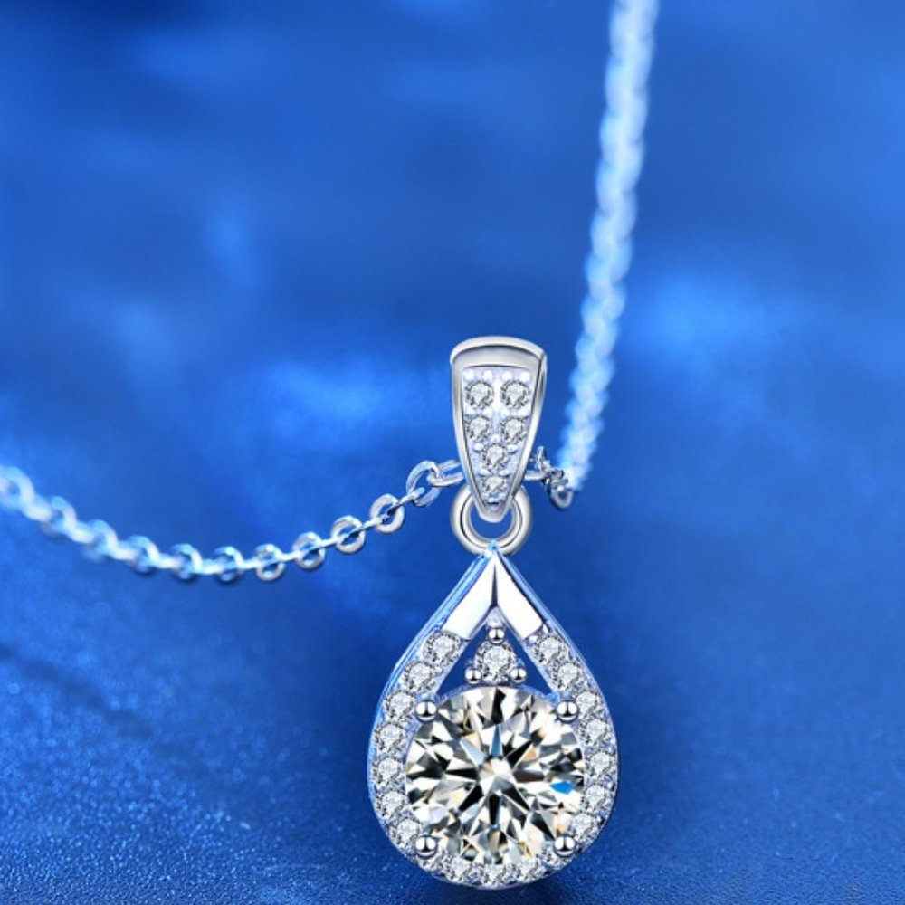 Certified 1ct. t.w. Moissanite Diamond Waterdrop Necklace NEW - Picture 7 of 10